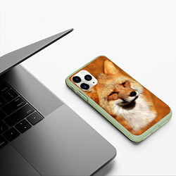 Чехол iPhone 11 Pro матовый Хитрая лисичка, цвет: 3D-салатовый — фото 2