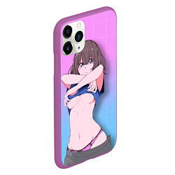 Чехол iPhone 11 Pro матовый Ahegao Girl, цвет: 3D-фиолетовый — фото 2