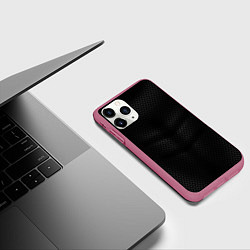 Чехол iPhone 11 Pro матовый Карбоновая броня, цвет: 3D-малиновый — фото 2