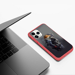 Чехол iPhone 11 Pro матовый Лис-солдат, цвет: 3D-красный — фото 2