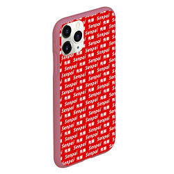 Чехол iPhone 11 Pro матовый Senpai Pattern, цвет: 3D-малиновый — фото 2