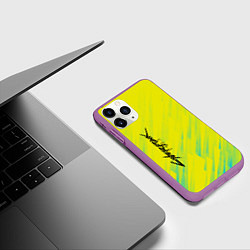 Чехол iPhone 11 Pro матовый Cyberpunk 2077: Yellow, цвет: 3D-фиолетовый — фото 2