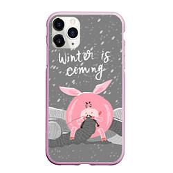 Чехол iPhone 11 Pro матовый Pig: Winter is Coming, цвет: 3D-розовый