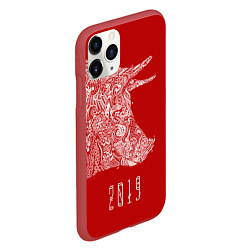 Чехол iPhone 11 Pro матовый Красная свинья 2019, цвет: 3D-красный — фото 2
