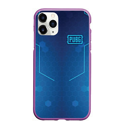 Чехол iPhone 11 Pro матовый PUBG: Blue Hexagons, цвет: 3D-фиолетовый