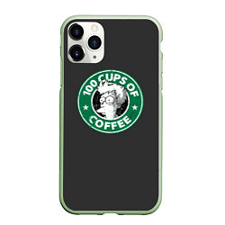 Чехол iPhone 11 Pro матовый 100 cups of coffee, цвет: 3D-салатовый