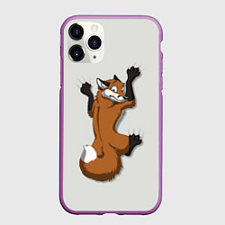 Чехол iPhone 11 Pro матовый Лис вцепился, цвет: 3D-фиолетовый