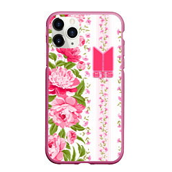 Чехол iPhone 11 Pro матовый BTS: Light Roses, цвет: 3D-малиновый