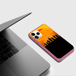 Чехол iPhone 11 Pro матовый Red Dead Redemption: Orange Sun, цвет: 3D-малиновый — фото 2