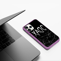 Чехол iPhone 11 Pro матовый GONE Fludd ХАОС Черный, цвет: 3D-фиолетовый — фото 2