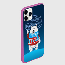 Чехол iPhone 11 Pro матовый Merry Christmas, цвет: 3D-фиолетовый — фото 2