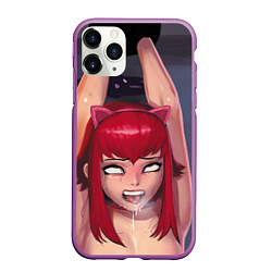 Чехол iPhone 11 Pro матовый Ahegao, цвет: 3D-фиолетовый