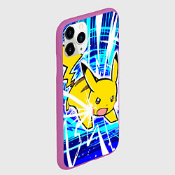 Чехол iPhone 11 Pro матовый Пикачу бежит с молниями, цвет: 3D-фиолетовый — фото 2