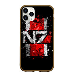 Чехол iPhone 11 Pro матовый Mass Effect N7, цвет: 3D-коричневый
