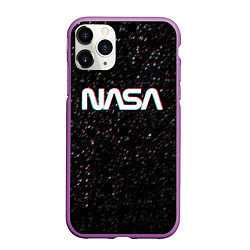 Чехол iPhone 11 Pro матовый NASA: Space Glitch, цвет: 3D-фиолетовый