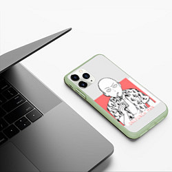 Чехол iPhone 11 Pro матовый Saitama: One-Punch Man, цвет: 3D-салатовый — фото 2