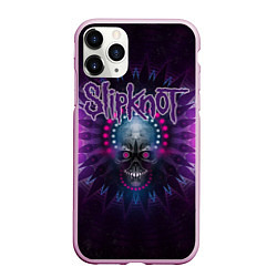 Чехол iPhone 11 Pro матовый Slipknot: Neon Skull, цвет: 3D-розовый