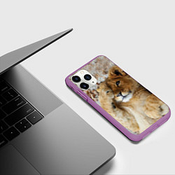 Чехол iPhone 11 Pro матовый Львенок, цвет: 3D-фиолетовый — фото 2