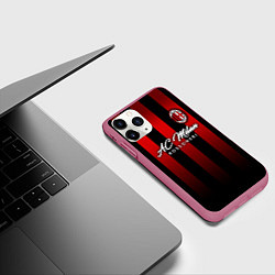 Чехол iPhone 11 Pro матовый AC Milan, цвет: 3D-малиновый — фото 2