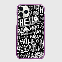 Чехол iPhone 11 Pro матовый Hello Pattern, цвет: 3D-фиолетовый