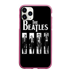 Чехол iPhone 11 Pro матовый The Beatles: Black Side, цвет: 3D-малиновый