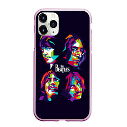 Чехол iPhone 11 Pro матовый The Beatles: Art Faces, цвет: 3D-розовый