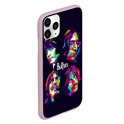 Чехол iPhone 11 Pro матовый The Beatles: Art Faces, цвет: 3D-розовый — фото 2