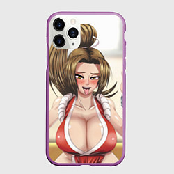 Чехол iPhone 11 Pro матовый Май Сирануи boobs - sexy ahegao, цвет: 3D-фиолетовый