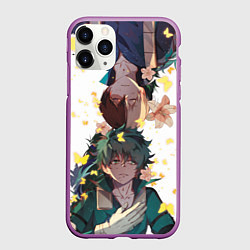 Чехол iPhone 11 Pro матовый My Hero Academia парни с цветами, цвет: 3D-фиолетовый