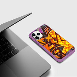 Чехол iPhone 11 Pro матовый Orange Graffiti, цвет: 3D-фиолетовый — фото 2