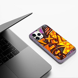 Чехол iPhone 11 Pro матовый Orange Graffiti, цвет: 3D-серый — фото 2