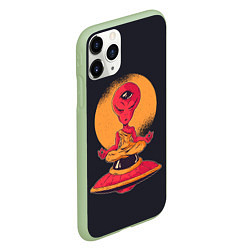 Чехол iPhone 11 Pro матовый Пришелец-медитатор, цвет: 3D-салатовый — фото 2