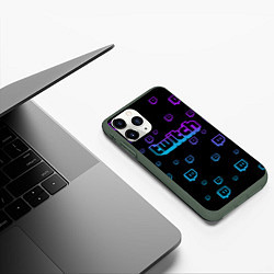 Чехол iPhone 11 Pro матовый Twitch: Neon Style, цвет: 3D-темно-зеленый — фото 2