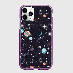 Чехол iPhone 11 Pro матовый Загадочный космос, цвет: 3D-фиолетовый