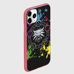 Чехол iPhone 11 Pro матовый Ведьмак: Сила стихий, цвет: 3D-малиновый — фото 2
