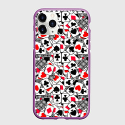 Чехол iPhone 11 Pro матовый Игральные карты - тузы, цвет: 3D-фиолетовый