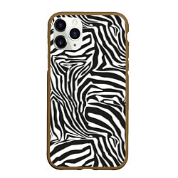 Чехол iPhone 11 Pro матовый Полосы шкура зебры, цвет: 3D-коричневый