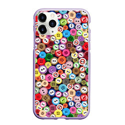 Чехол iPhone 11 Pro матовый Пуговицы - паттерн, цвет: 3D-светло-сиреневый