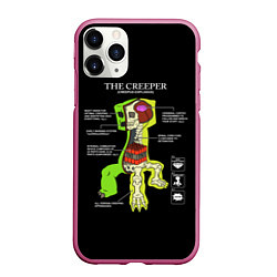 Чехол iPhone 11 Pro матовый The Creeper, цвет: 3D-малиновый