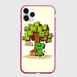 Чехол iPhone 11 Pro матовый Forest Creeper, цвет: 3D-малиновый