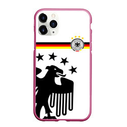 Чехол iPhone 11 Pro матовый Сборная Германии, цвет: 3D-малиновый