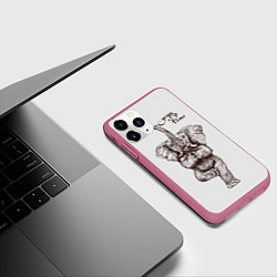 Чехол iPhone 11 Pro матовый Yoga time - elephant, цвет: 3D-малиновый — фото 2