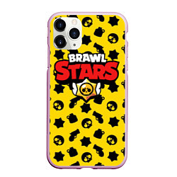 Чехол iPhone 11 Pro матовый Brawl Stars: Yellow & Black, цвет: 3D-розовый