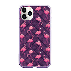 Чехол iPhone 11 Pro матовый Фиолетовые фламинго, цвет: 3D-светло-сиреневый