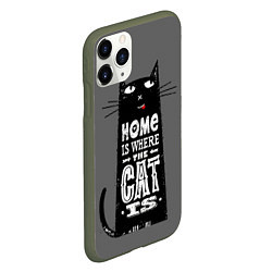 Чехол iPhone 11 Pro матовый Дом там, где твой кот, цвет: 3D-темно-зеленый — фото 2