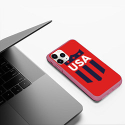 Чехол iPhone 11 Pro матовый USA, цвет: 3D-малиновый — фото 2