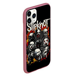 Чехол iPhone 11 Pro матовый Slipknot: Faces, цвет: 3D-малиновый — фото 2