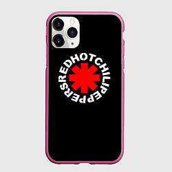 Чехол iPhone 11 Pro матовый Red Hot chili peppers logo on black, цвет: 3D-малиновый