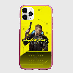 Чехол iPhone 11 Pro матовый CYBERPUNK 2077, цвет: 3D-малиновый
