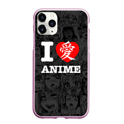 Чехол iPhone 11 Pro матовый I love Anime, цвет: 3D-розовый